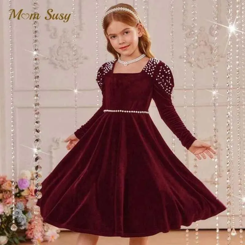 fitted lace wedding dress Baby Girl Light Pink Long Sleeve Dress