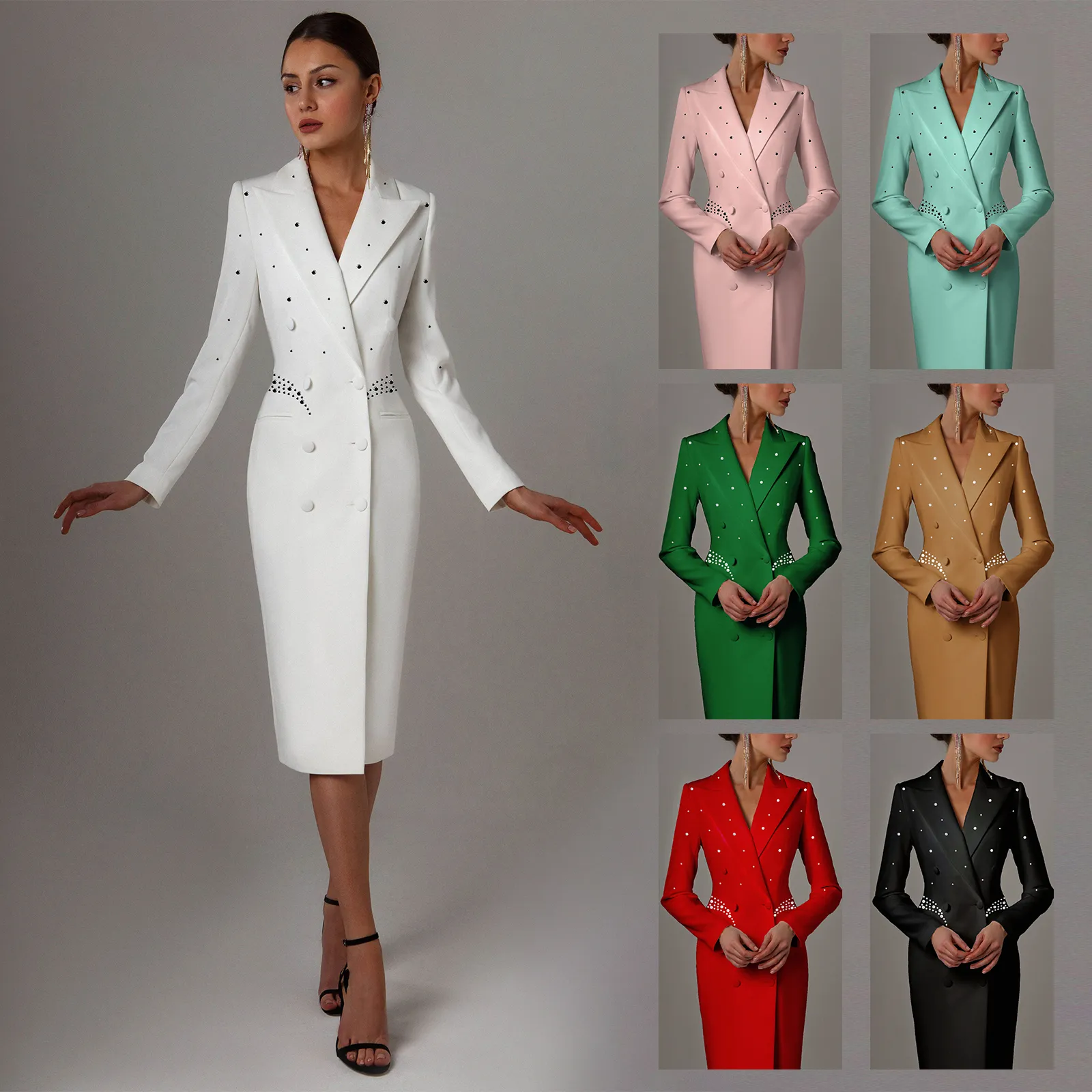Crystal Beading Satin Blazer Dress Women Long Sleeve Single Breasted Slim  Fit Formal Wear from Dhgate Mother of the Bride Suits - price 80.41