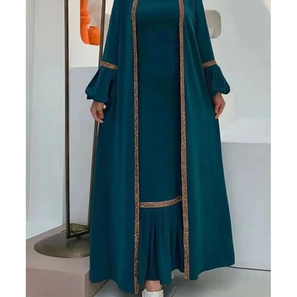 Modest Long Dress with Sequin Detailing for Eid and Parties - ethnic gown with dupatta from Dubai, Turkey, and Arabic Countries