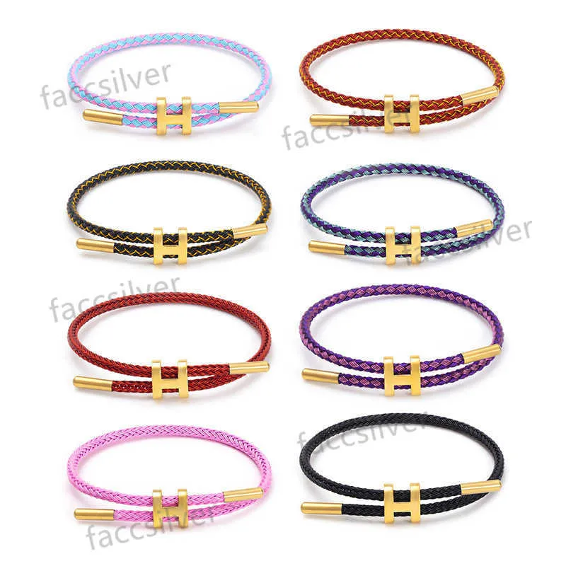 Bangle Adjustable Women Designer Bracelet H bracelet Jewelry Gold-plated Buckle Design Titanium Steel Wire Rope Jewelry