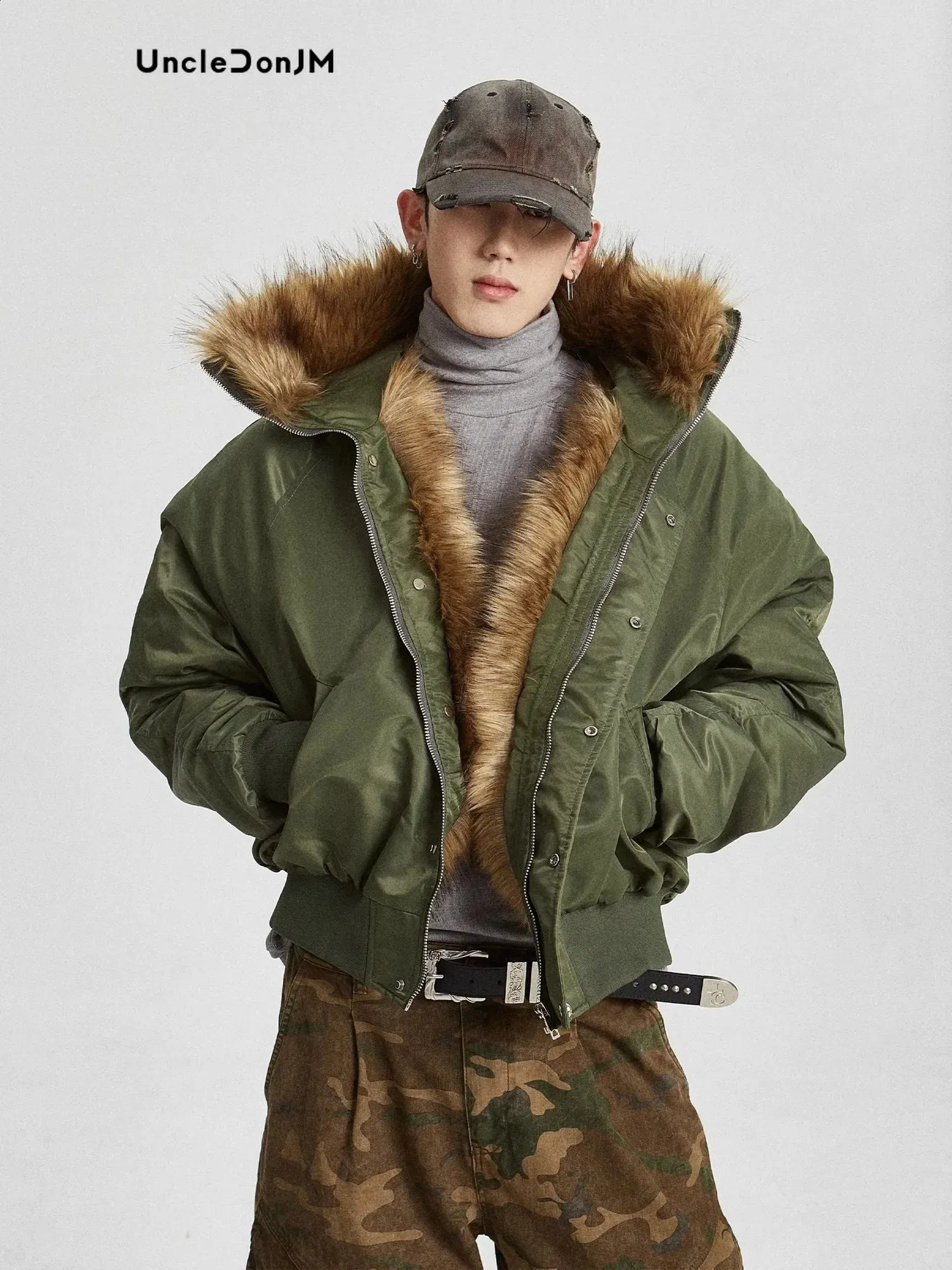 UncleDonJM Y2K Fur Collar Puffer Jacket With... From Tubi02 