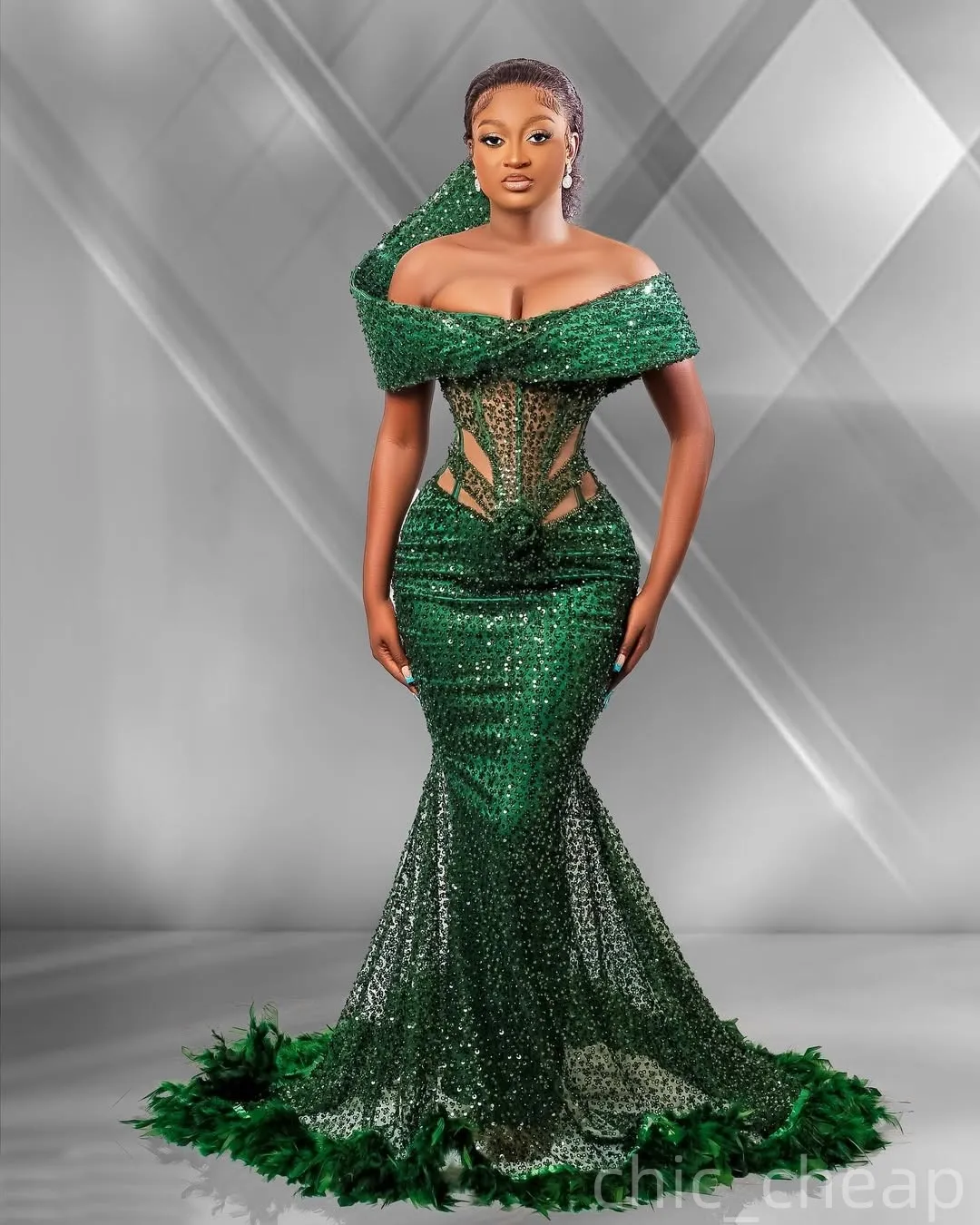 slim fit dress slacks Shiny Sequins V Neck Mermaid Green Long Prom Dress, High Slit Green Fo –  morievent main image 0