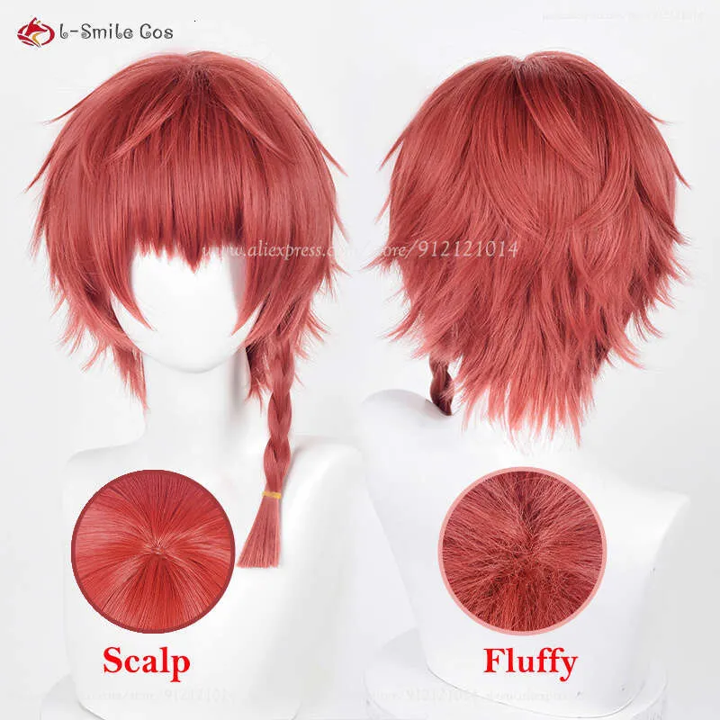 Kurona Ranze Cosplay Wig: Short Fluffy Anime Wig with Red Braid, Heat  Resistant Synthetic Hair Wig Cap for Parties Conventions