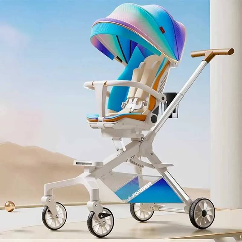 Lightweight High View Baby Stroller with One-button Folding and Two-way ...