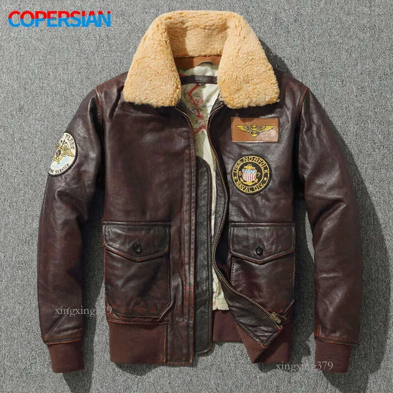 Leather Flight Bomber Jacket Mens Brown Vintage G1 Style, Air