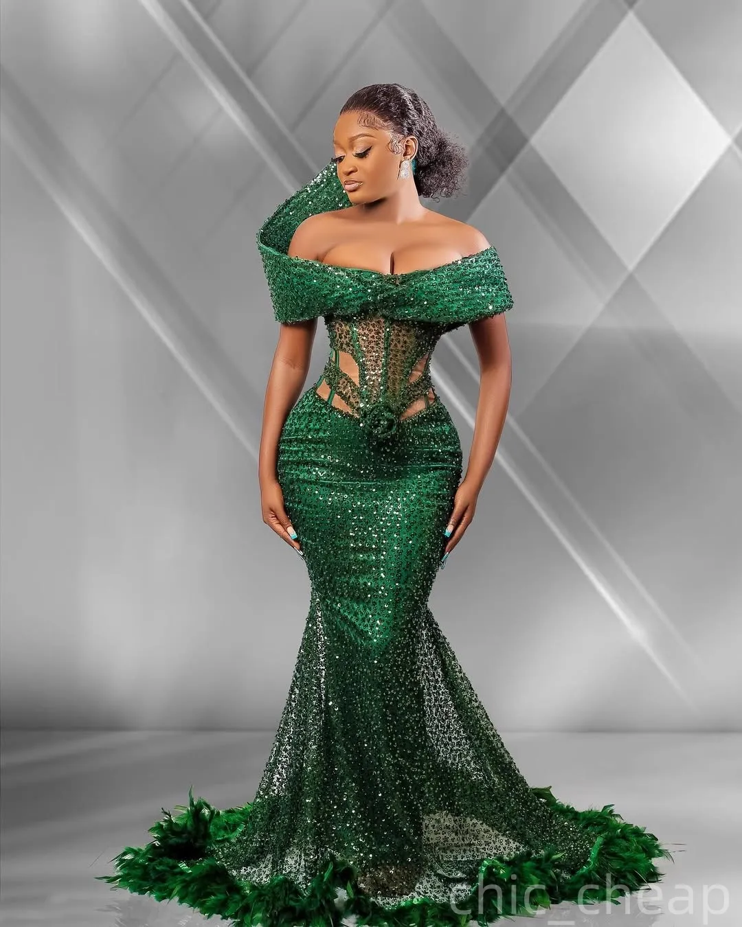 open lace back dress Mermaid V Neck Dark Green Prom Dress Stunning Evening Dress Y325 –  Simplepromdress main image 1