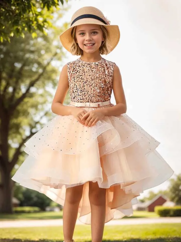 white christmas dresses Luxurious Christmas Flower Girl Sequins Dress Toddler Birthday Party –  marryshe main image 1