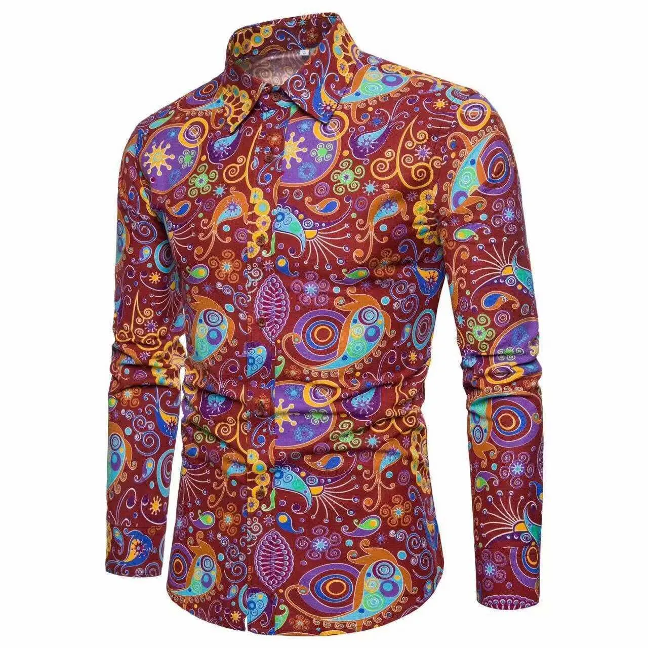 Profyle Shirts Mens New Casual Personalized Slim Fit Polyester Long Sleeve Shirt for ...