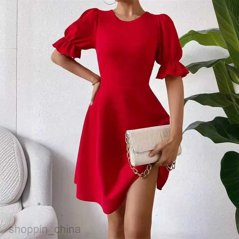 Basic Casual Dresses for Woman Square Necked Bubble Sleeve Ruffle Edge  Short Dress for Spring and Autumn from Dhgate Basic & Casual Dresses