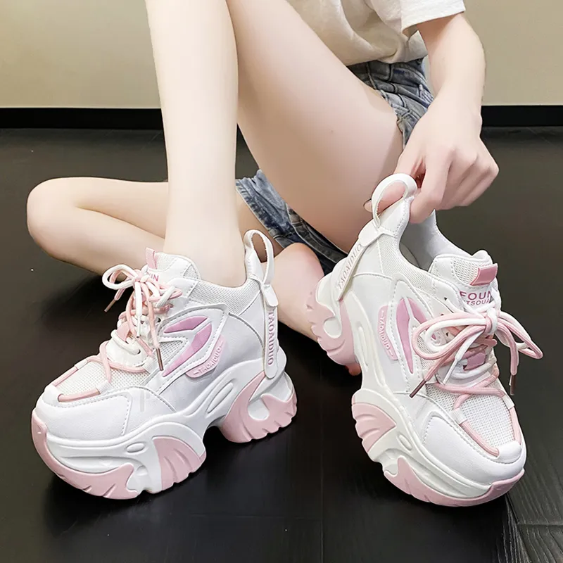 Chunky Platform Heels Mode Sneaker: Lucyever Pink Chunky Platform
