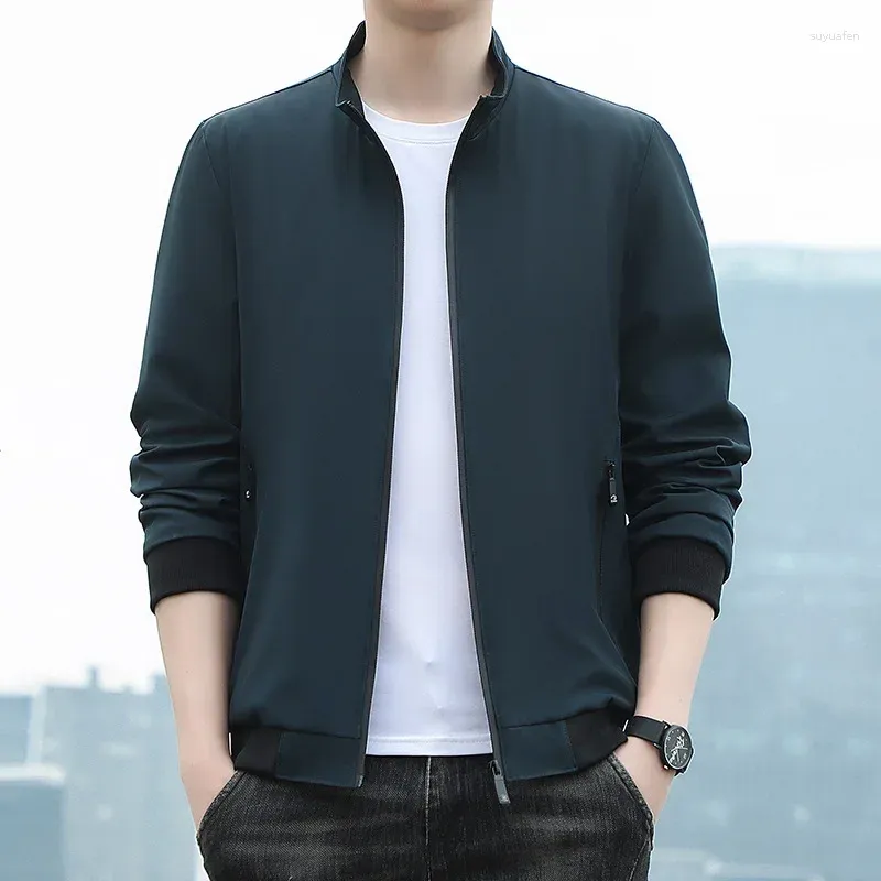 Mens Stand Collar Jacket: Casual Loose Fit, Breathable