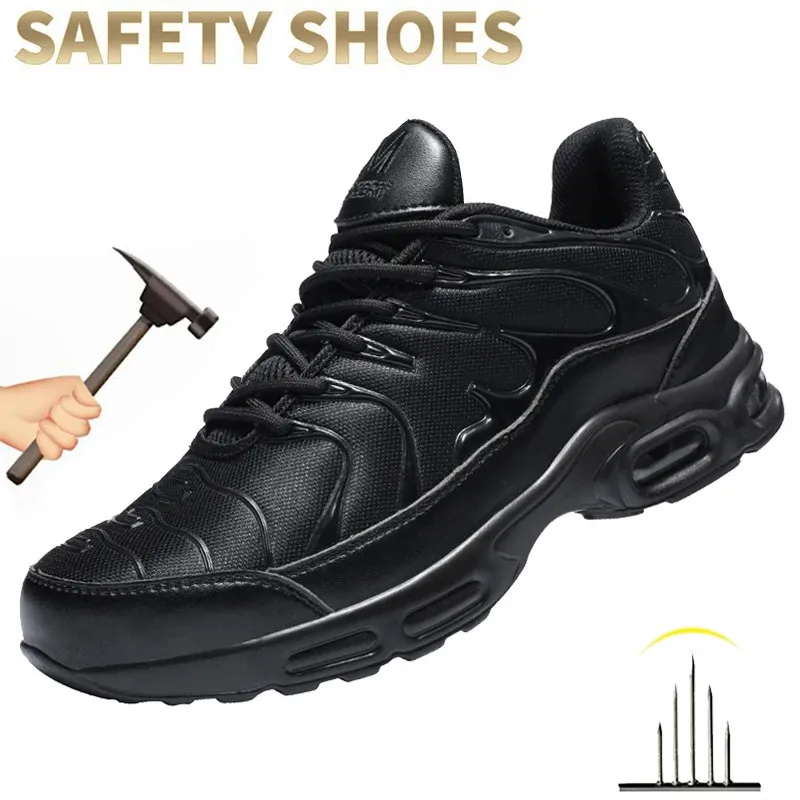 Men s Indestructible Steel Toe Shoes Non Slip Work Sneakers with Air Shock Absorption 240629