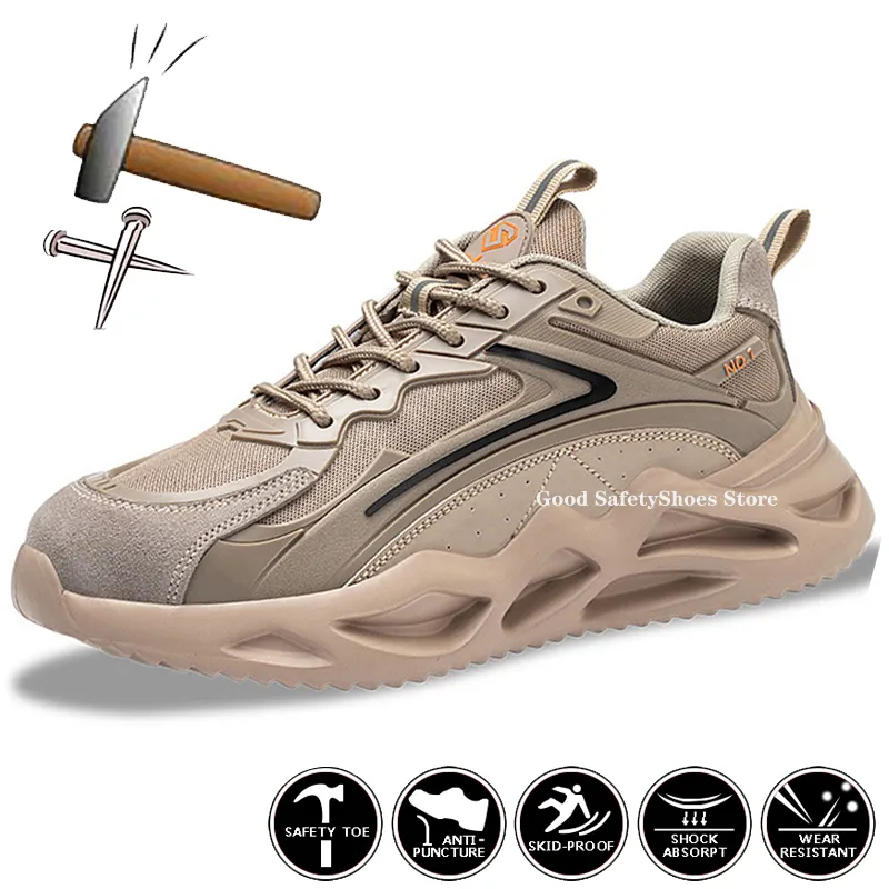 Photo inspiration: Easy Loop Closure With No Toe Pinching Reference: Safety Breathable Composite Toe Work Sneakers For Men With Hook