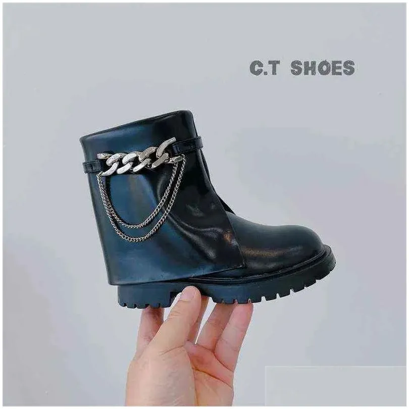 Sweet Princess Winter Toddler Black Boots For Little Girls With Korean Fashion Chain Detail And Veet Short Skirt Drop Delivery Available DH8KT From Yumshoe 44.31 DHgate.Com