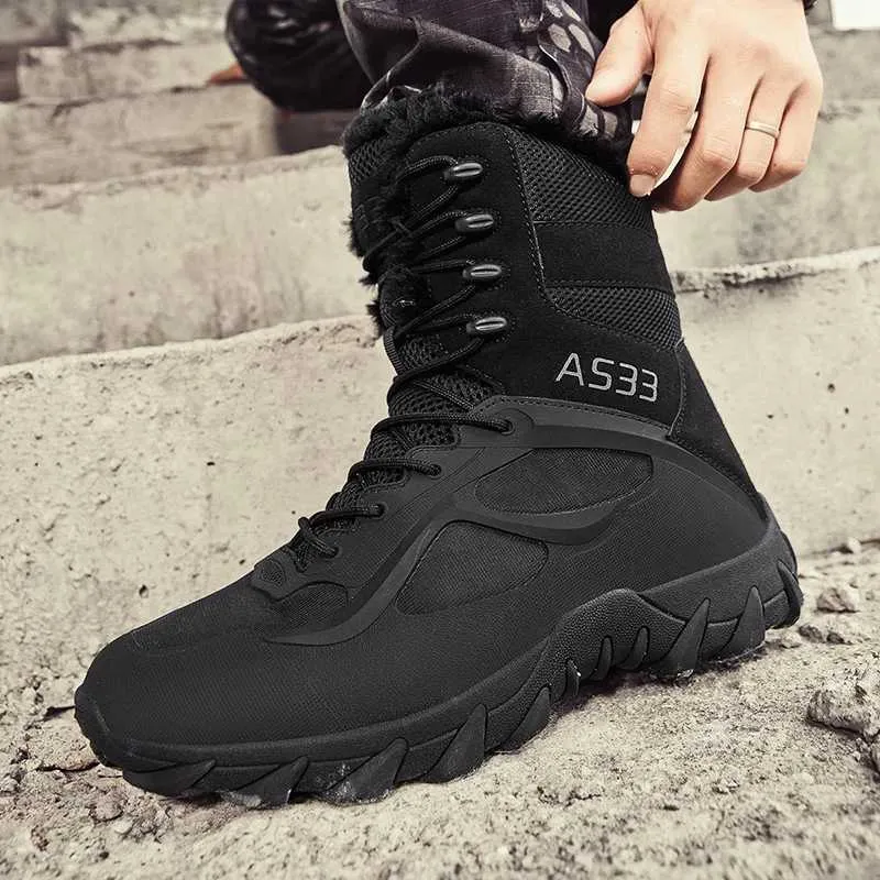 Nieuwe Winter Heren Enkel Warm Pluche Grote Maat Heren Sneeuw Buiten Tactische Mode Casual Motorlaarzen XW6.5_voghion.com