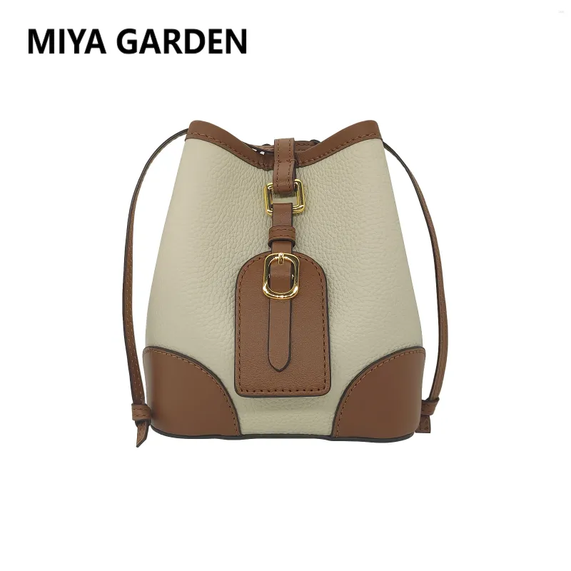 ■miya■ MIYA GARDEN Leather Shoulder Bags Womens Bucket Bag From