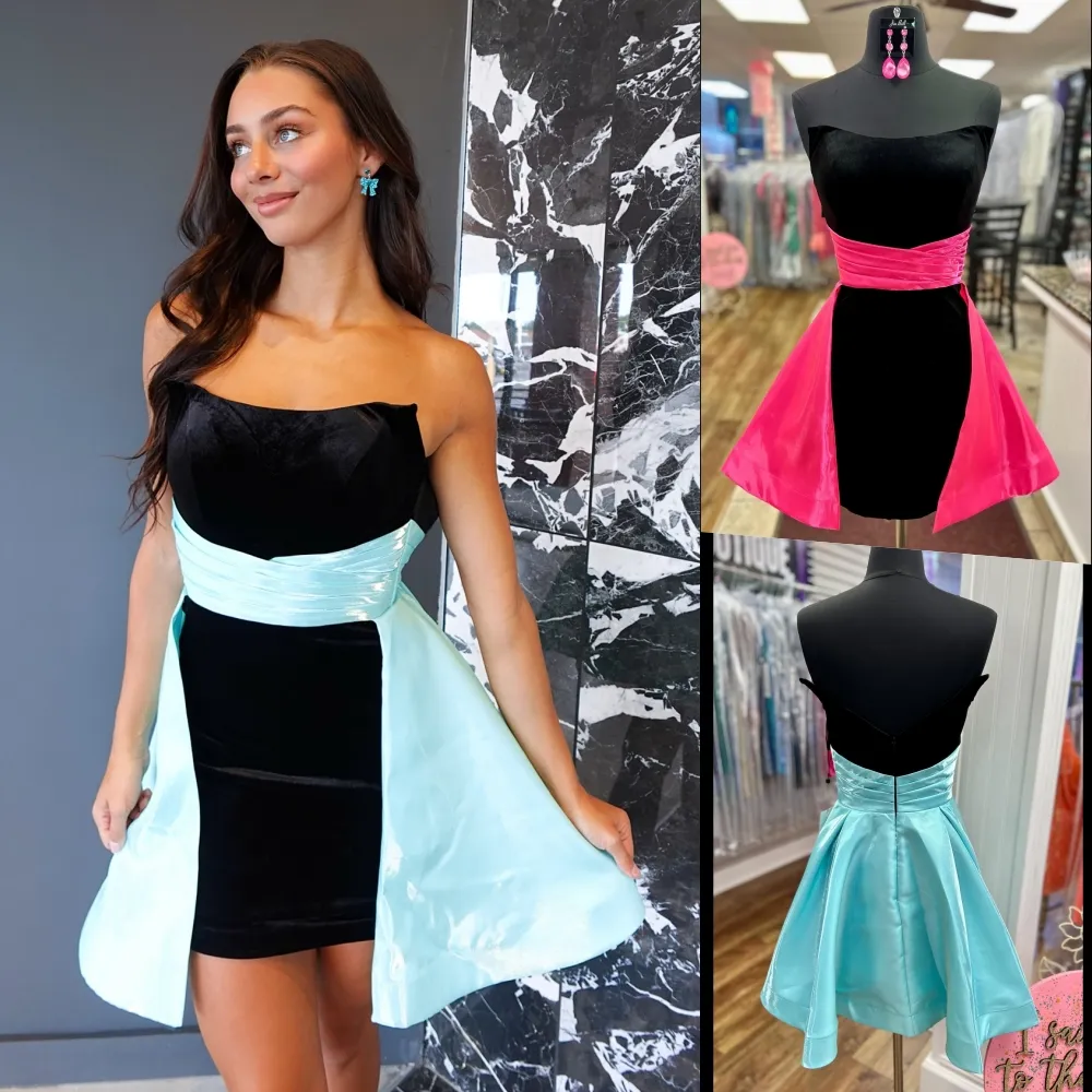 Hot Pink Black Velvet 2 Tone Homecoming 80s Prom... From  Uniquebridalboutique, $85.59 | DHgate.Com