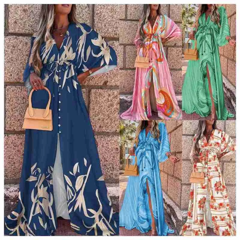 sachin and babi light blue dress Vintage Tropical Beach Casual Lace Up Tunic Draped Vintage Maxi Dresses main image 0