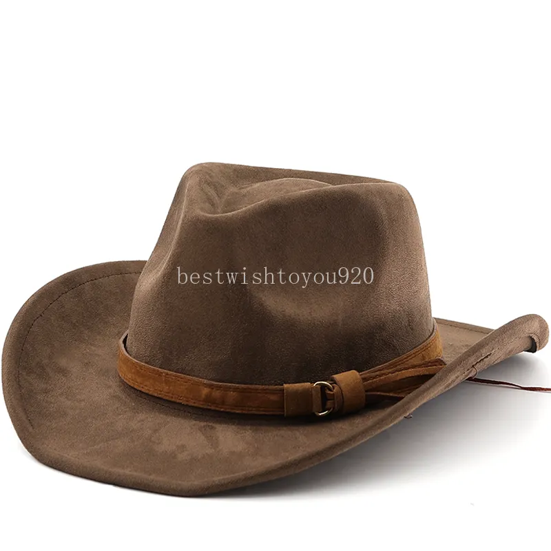 Faux Suede Cowboy Hats: Vintage Western Cowgirl Jazz Panama