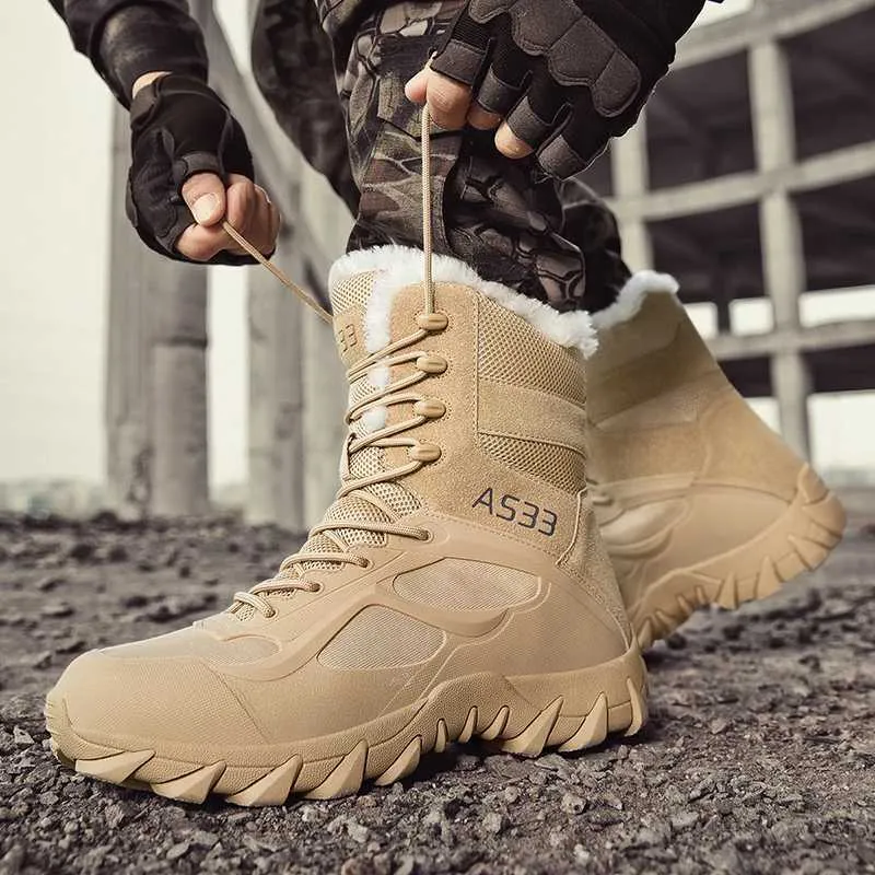 Nieuwe Winter Heren Enkel Warm Pluche Grote Maat Heren Sneeuw Buiten Tactische Mode Casual Motorlaarzen XW6.5_voghion.com