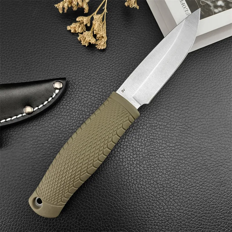 D2 Steel Fixed Blade Knife With Black Leather Sheath, OD