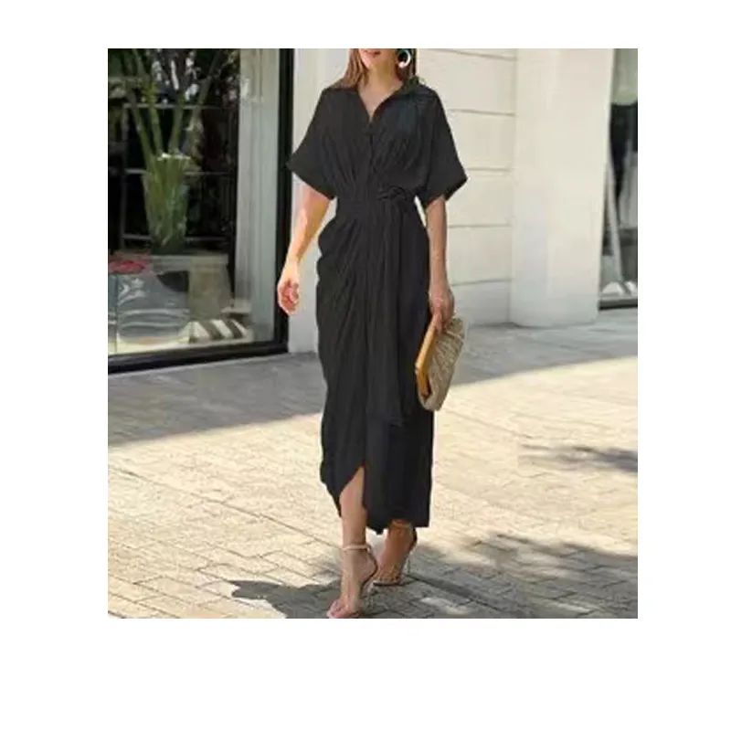 Empire Waist Shirtdress Women Summer Casual Fitted Mid-Calf Dress Polyester  Floral S-3XL White Green from Dhgate Basic & Casual Dresses - price 11.56