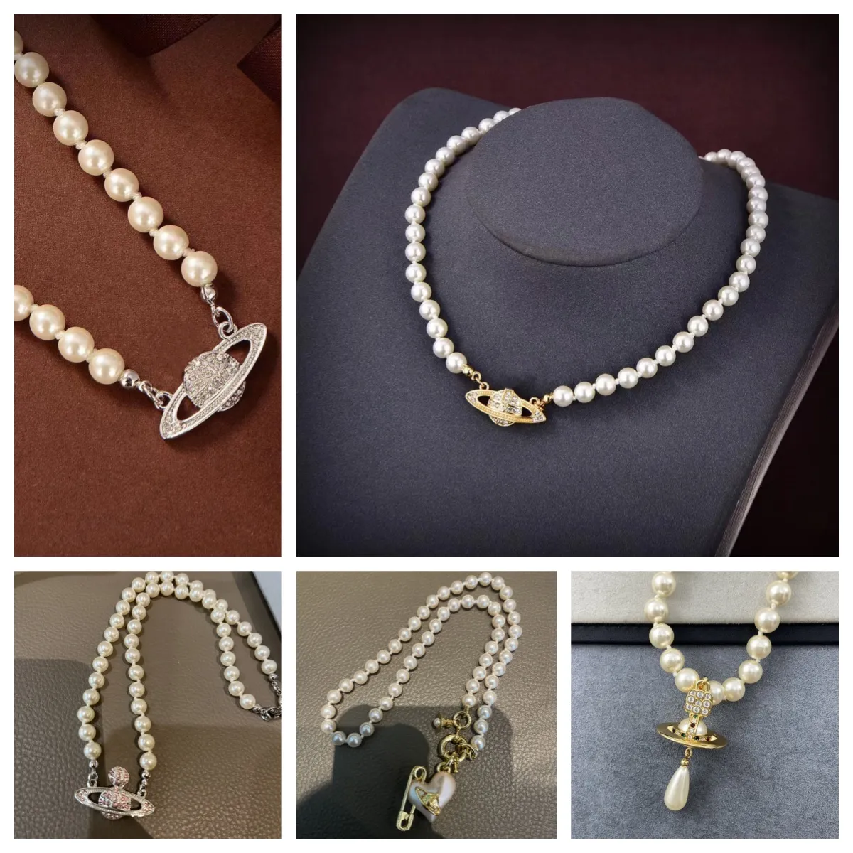 Saturn Pearl Choker Necklace Flatback Pearls And Rhinestones Planet Design For Women Perfect Gift For Weddings Birthdays And Anniversaries From Lovelyplutus 19.79 DHgate.Com
