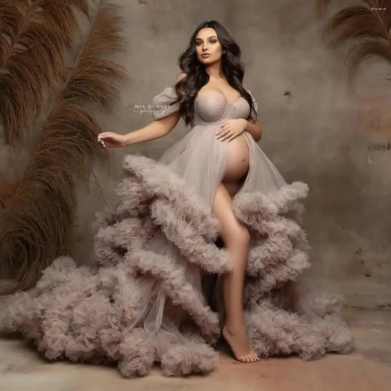 pregnant dress party Black Tulle Long Sleeves Boho Wedding Dresses With Lace Appliques, MW1049