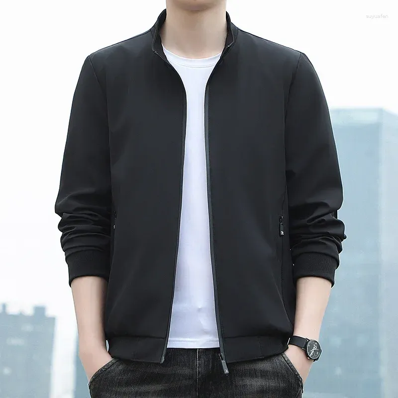 Mens Stand Collar Jacket: Casual Loose Fit, Breathable