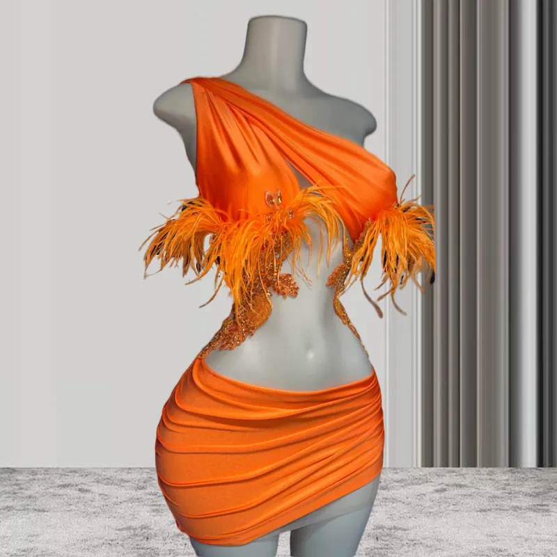 Orange Crystal Feather Sheath Prom Dress, Short Tulle... From Jjsfashion, $129.45 | DHgate.Com Orange Crystal Feather Sheath Prom Dress, Short Tulle... From Jjsfashion, $129.45 | DHgate.Com