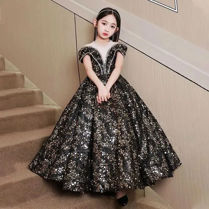 floral tiered formal dress Gradient Aqua Blue Girls Formal Dress Layered Ruffle Dress GL1122 –  Viniodress main image 1