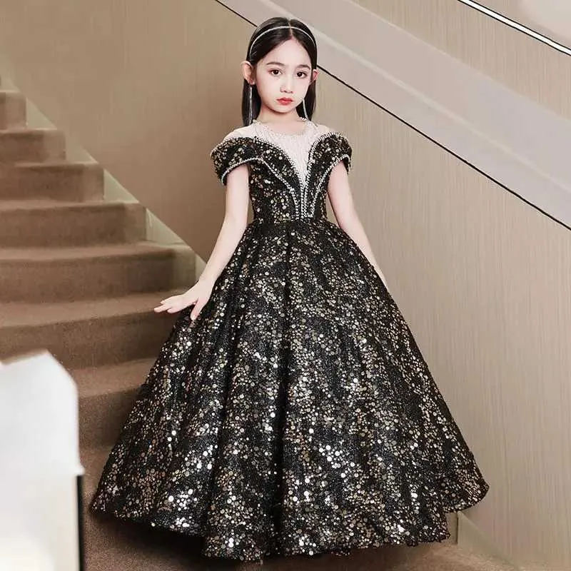 Girls Formal Dress 3 to 12 Years Old Sparkling Sequin Off Shoulder Back Tie Party Dress for Occasions and Festivals from Dhgate Girl's Dresses