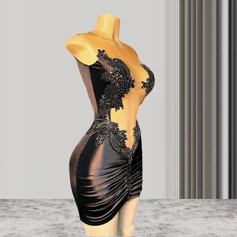 Small Black Dress with Open Back J034 Small Black Dress with Open Back J034