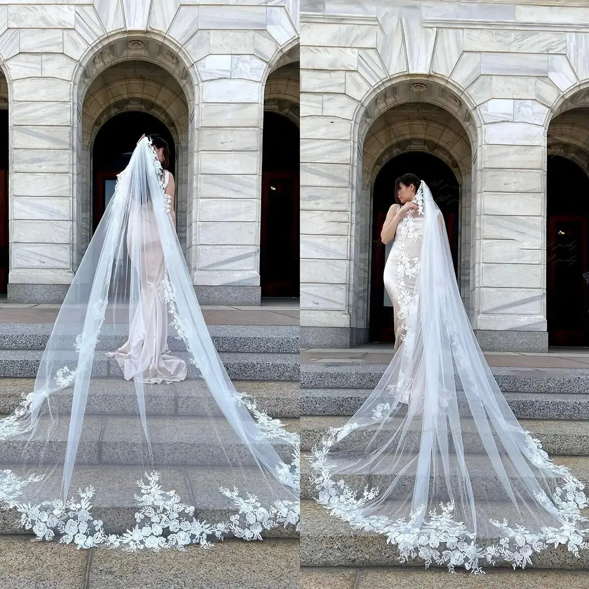 Bridal Veils Luxurious White Ivory Cathedral Long Voile 