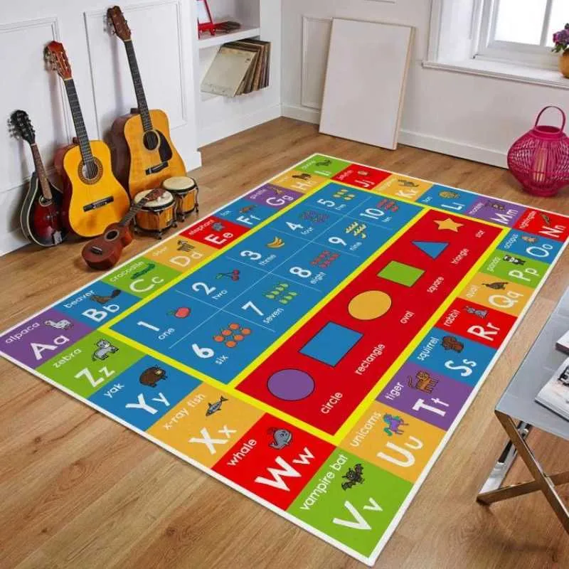 Alphabet Mat Rug Anti-Slip Educational ABC Kids Rug, Soft Area Rugs Alphabet Numbers ...