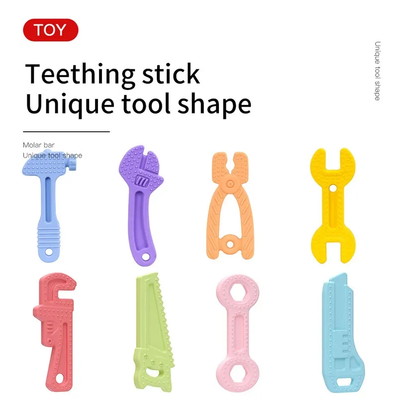 Teeth Rattle Thing Baby Teether Educational Silicone Toy Rattle for Kids, Cartoon Style ...