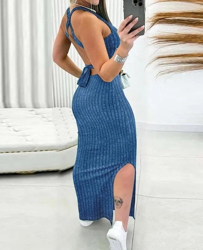 navy backless maxi dress Louisiana Halter Maxi Dress / Navy | MESHKI main image 1
