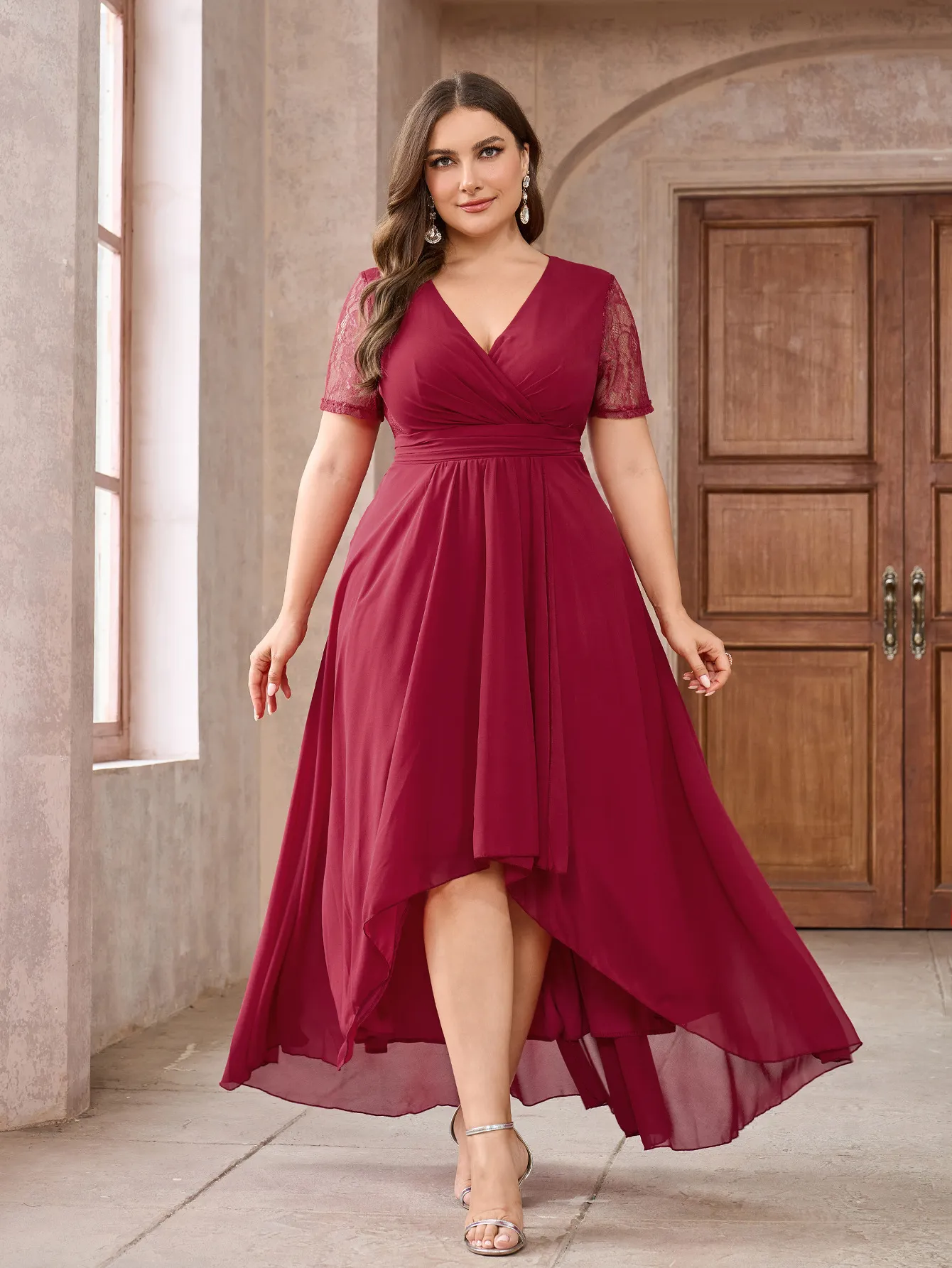 short fat mother of the bride dresses Short Sleeve Champagne Mother of Bride Dresses Plus Size Wedding Party Gowns New