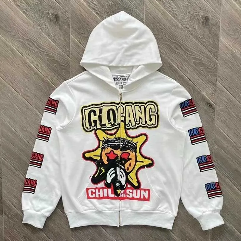 Glo Gang Glory Full Zipper Hoodie Jacket For Men And Women Drinks 