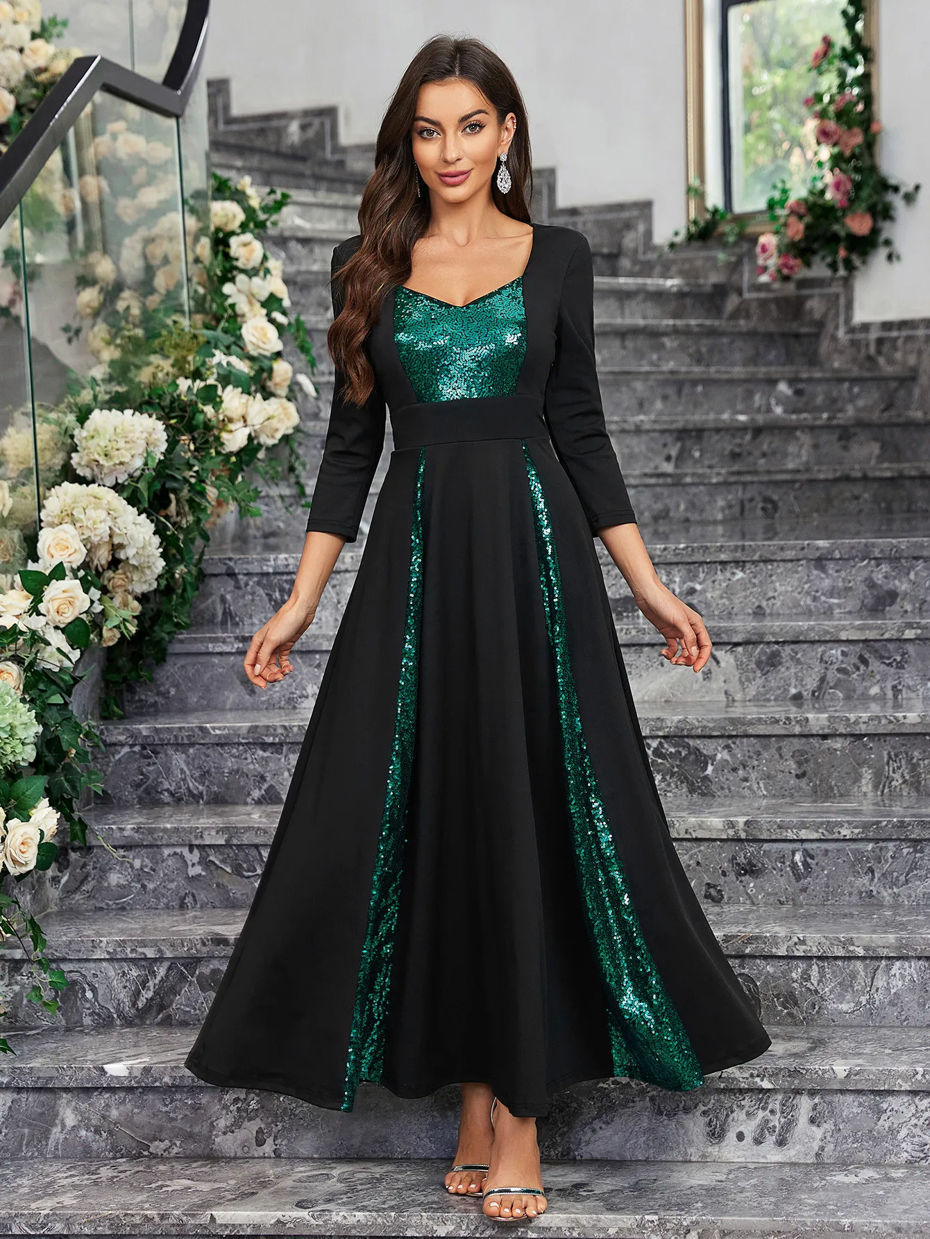 Green Chiffon Mother Of The Bride Dresses Elegant V-Neck Chiffon