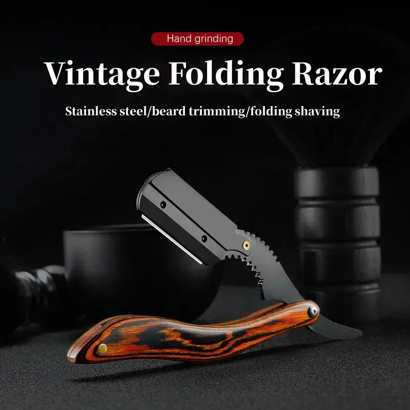 Men's Professional Stainless Steel Barber Straight Edge Folding Razor ...