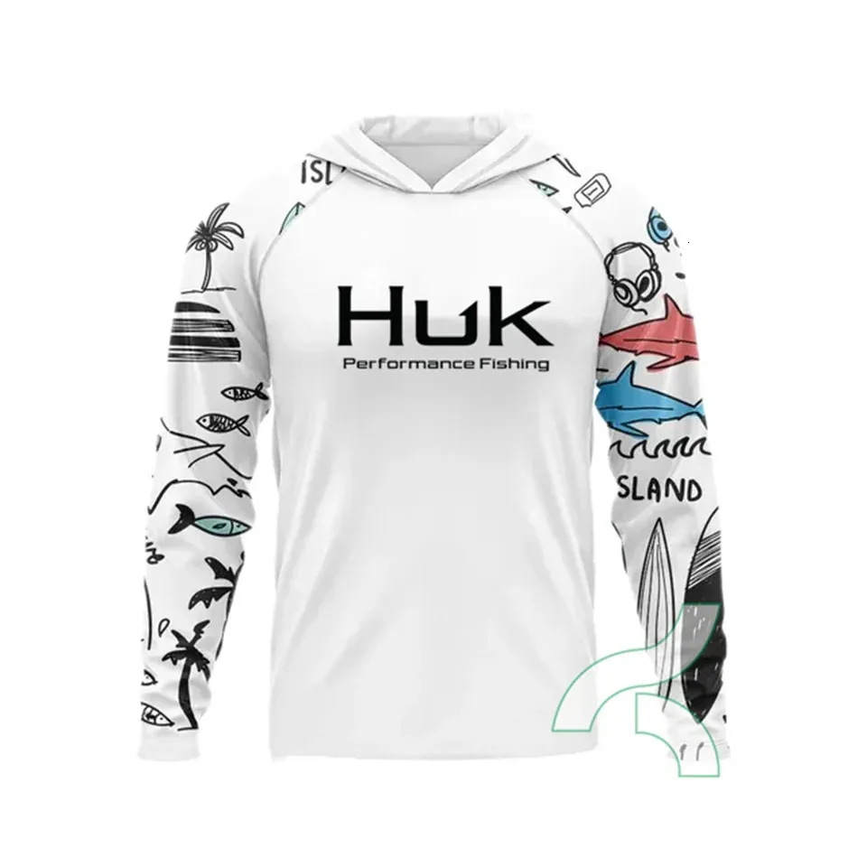 HUK Mens Fishing Hoodie Racing Shirts Sun Protection