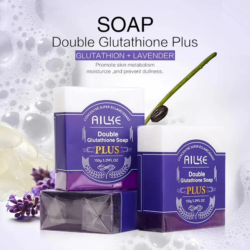 AILKE Organic Glutathione Lavender Soap Bar - Face & Body Spot Reduction,  Clear Skin Support, Customized Formula