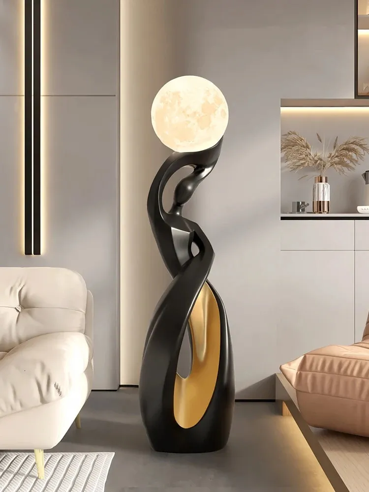Home Decor Statue Abstract Art Ornaments Nordic Living Room Large Floor Luminous Sculpture Housewarming Gift Interior Figurines 240624