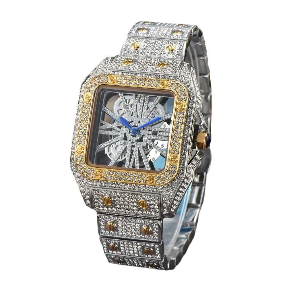 Square Steel Band Diamond Inlaid Mens Roman Scale Full Sky