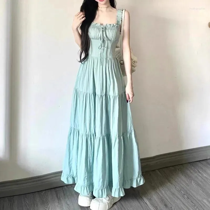 white christmas dresses Mint Green Essence: Simple Solid Color Casual Loose Summer Dress With  Asymmetric Hemline