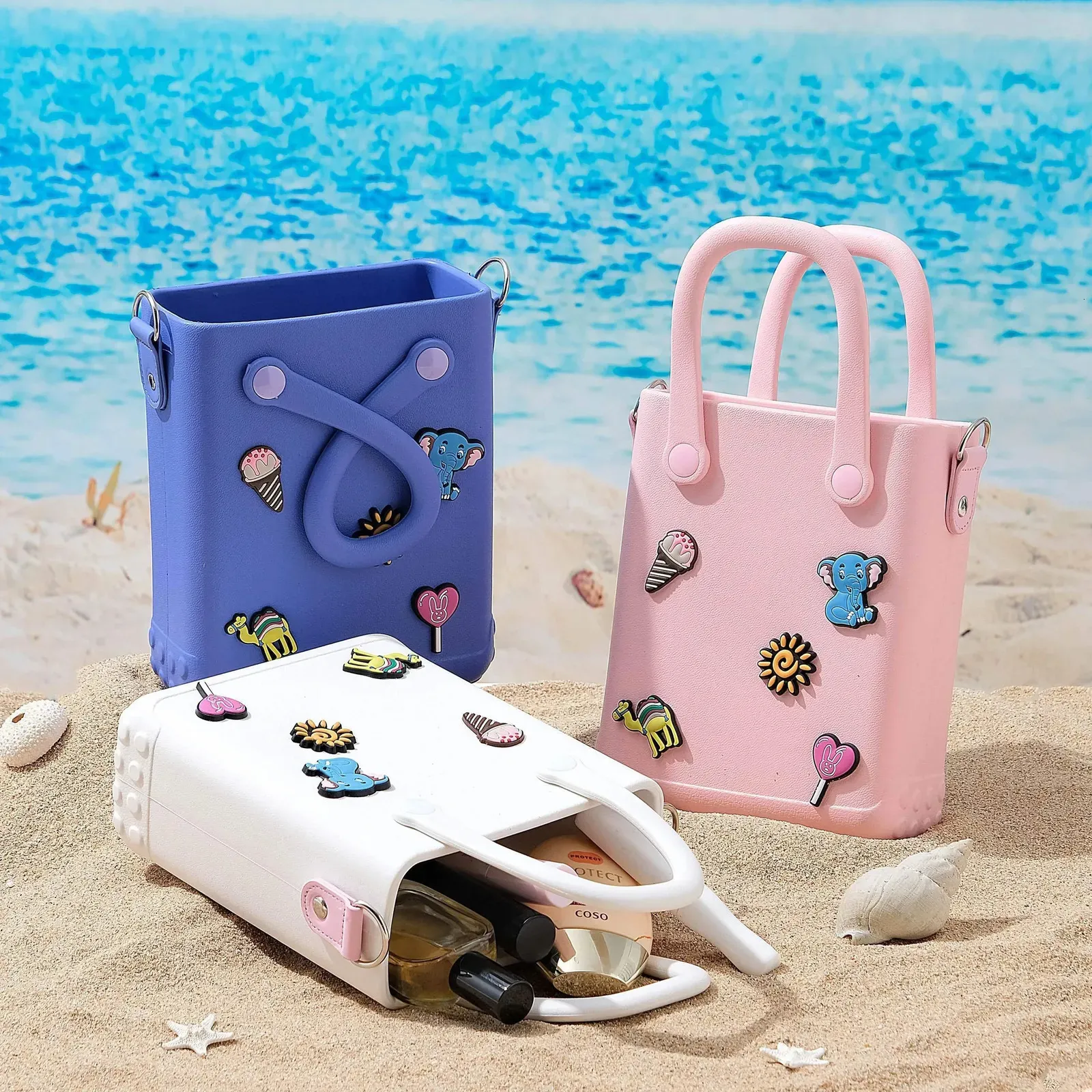 Sac De Plage EVA Étanche - Grand Fourre-Tout En Caoutchouc Lavable Avec Trous Pour Femme, Idéal Voyage Et Sorties