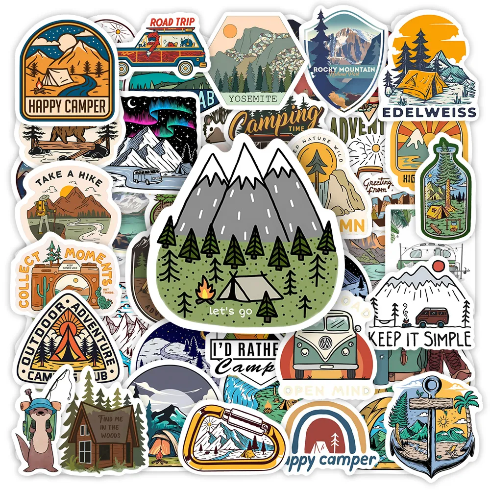 Waterproof Stickers For Outdoor Adventures Camping, Hiking, And Travel ...