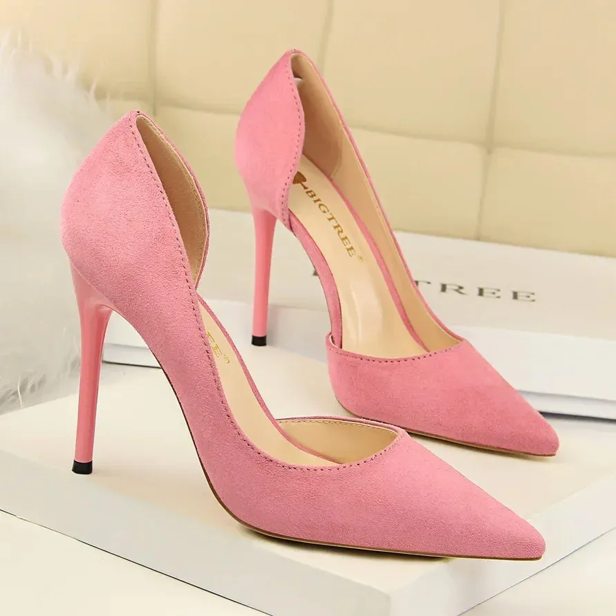Scarpe Con Tacco A Spillo Donna GENSHUO 8 Cm - Décolleté Chiuse In Pizzo Per Matrimoni E Feste - Fucsia 40 EU