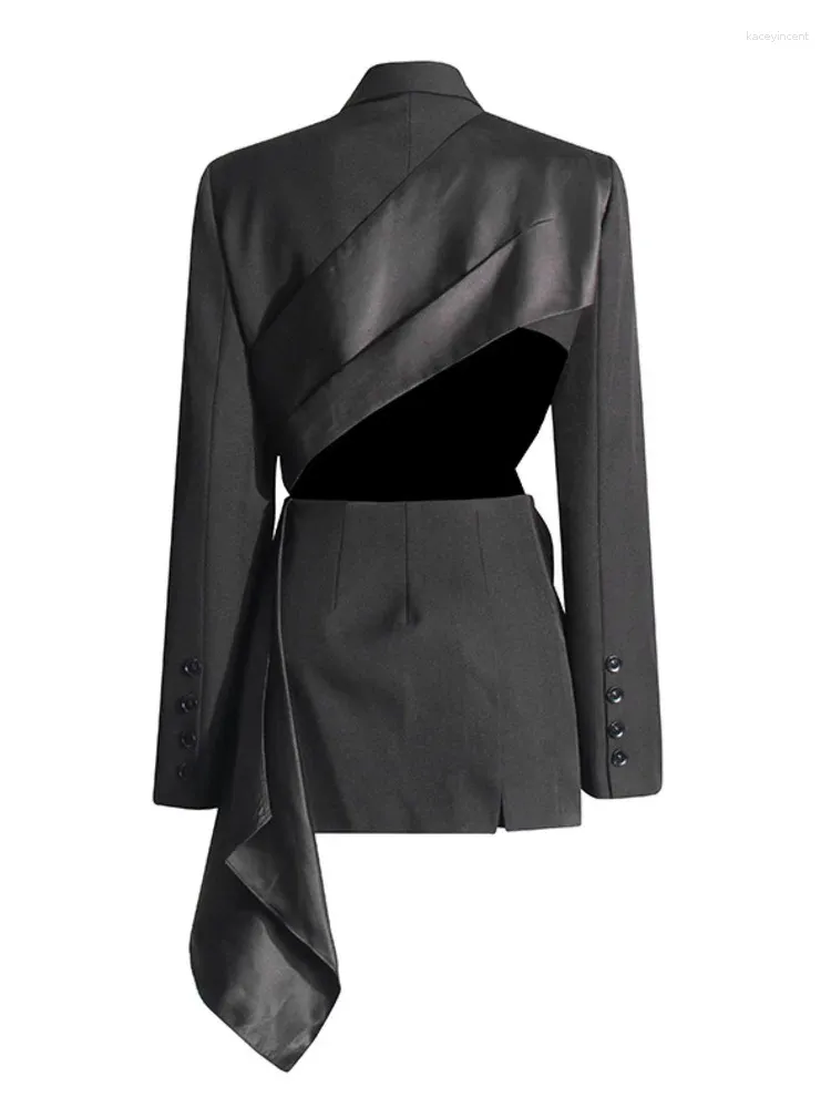 Work Elegant Solid Hollowed Out Turn-back Collar Outerwear Work Elegant Solid Hollowed Out Turn-back Collar Outerwear
